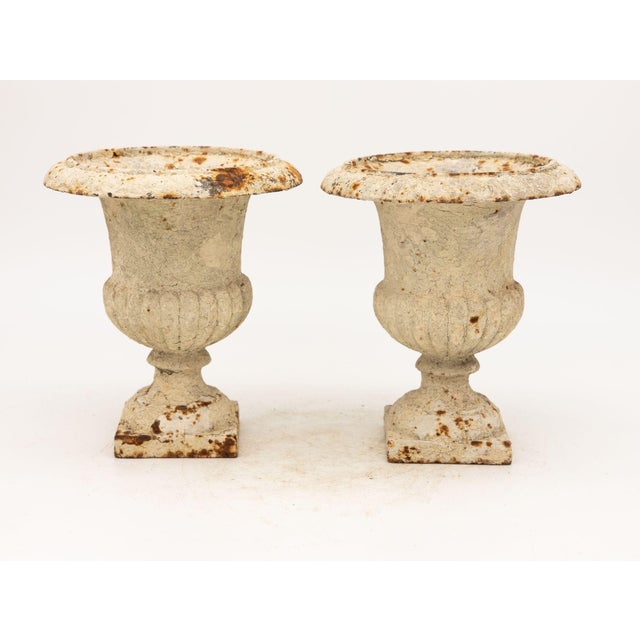 Pair of White Cast Iron Urns, French Early 20th Century For Sale In New York - Image 6 of 9