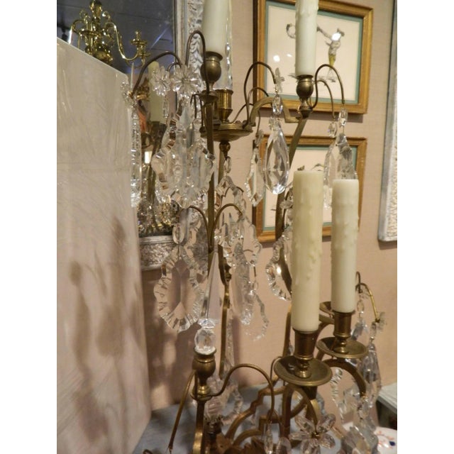 French Seven-Light Bronze and Cut Crystal Candelabra Girandoles, 19th Century - a Pair For Sale - Image 3 of 11