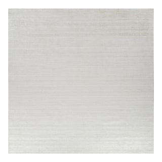 Rug & Kilim’s Oversized Textural Square Rug In Solid White and Gray Striae - 12x15 For Sale