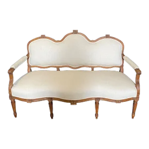 French 19th Century Walnut Louis XVI Hand Carved Sofa