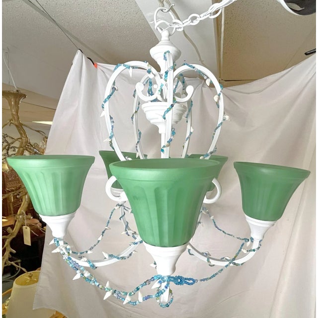 Coastal Seaglass and Seashell 5-Light Chandelier For Sale In West Palm - Image 6 of 12