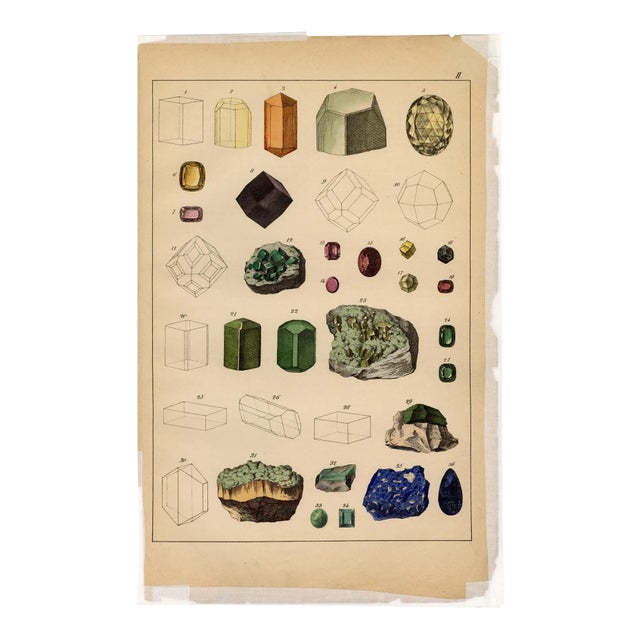 "Das Mineralreich in Bildern, Plat Xvi" Hand-Colored Engraving C. 1858 III For Sale