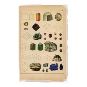 "Das Mineralreich in Bildern, Plat Xvi" Hand-Colored Engraving C. 1858 III