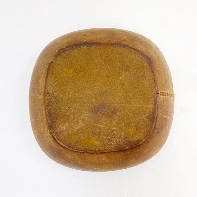 Brown Mid-Century Modern Ashtray in Glazed Ceramic and Leather from Longchamp, France, 1950s For Sale - Image 8 of 10