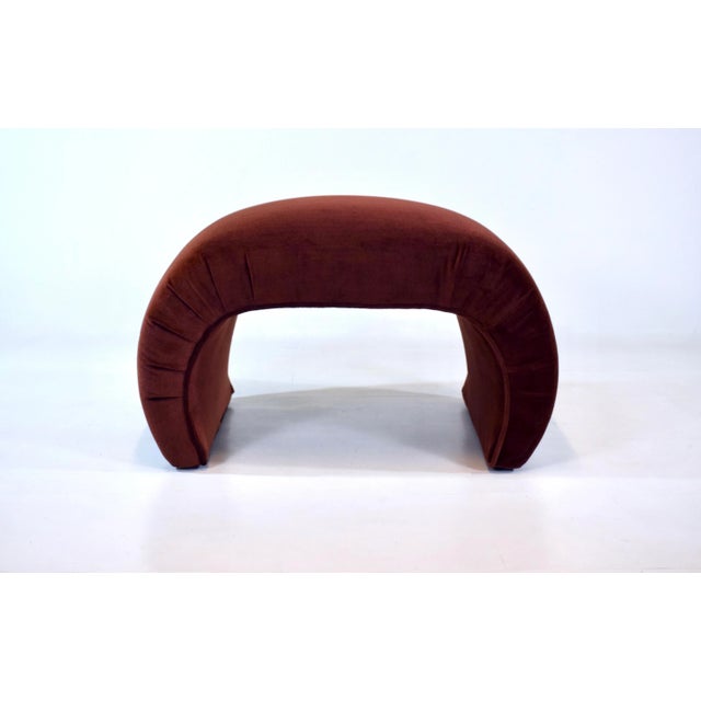 Directional Waterfall Ottoman Set, Auburn Velvet, Art Deco, Usa, 1980s For Sale - Image 10 of 10