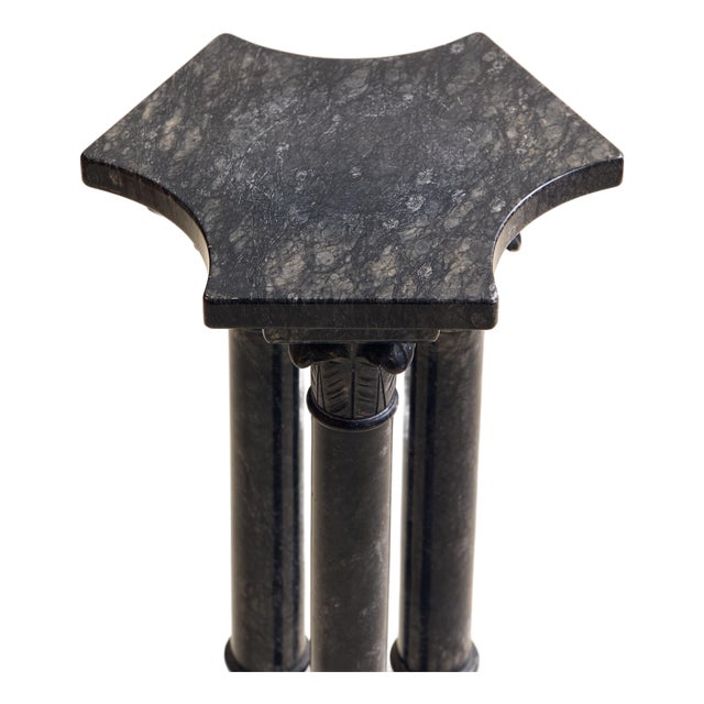 The Vintage Italian Black Marble Tripod Column Pedestal For Sale
