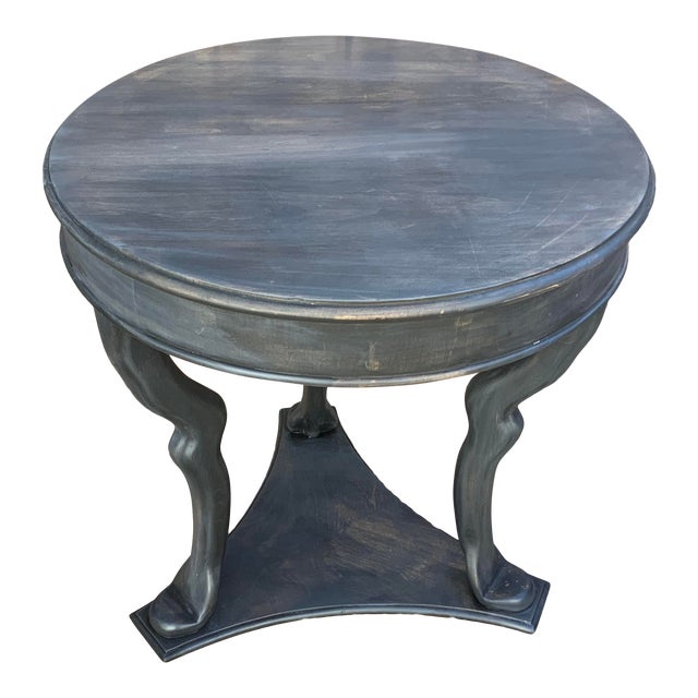 Shabby Chic Round End Table With Finish For Sale