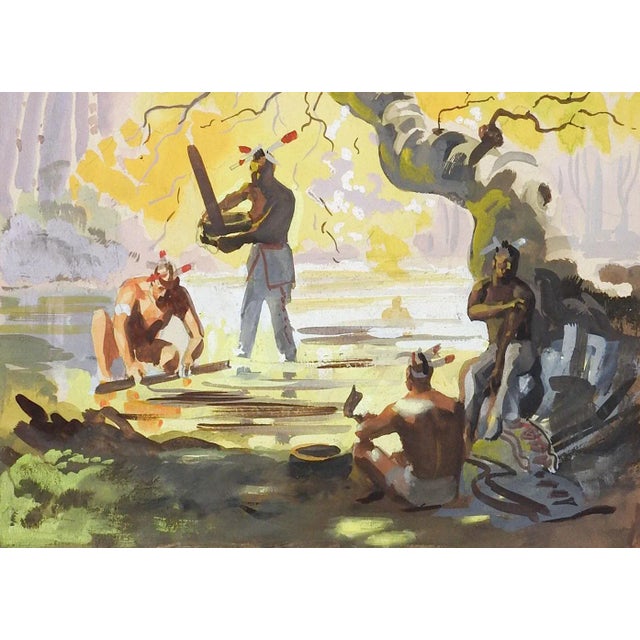 Mid 20th Century Vintage Mid Century Painting Study of Native Americans For Sale - Image 5 of 5