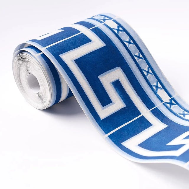 Schumacher Sample - Schumacher X Mary McDonald Azulejos Border in Azure For Sale - Image 4 of 6