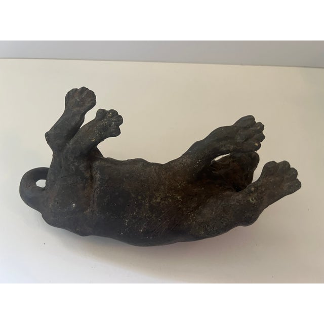 Metal Antique Bronze Tiger Laying Down For Sale - Image 7 of 10