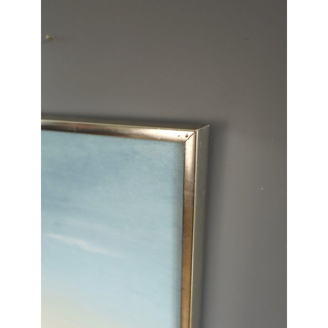 Textile 1991 'The Distance Between' Vintage Swedish Minimalist Original Landscape Oil Painting, Framed For Sale - Image 7 of 11