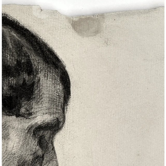 Charcoal Set of Early 1900's Antique French Academic Drawings of Gentleman in Swim Trunks, Charcoal on Paper With Mat, Dated 1917 For Sale - Image 8 of 12