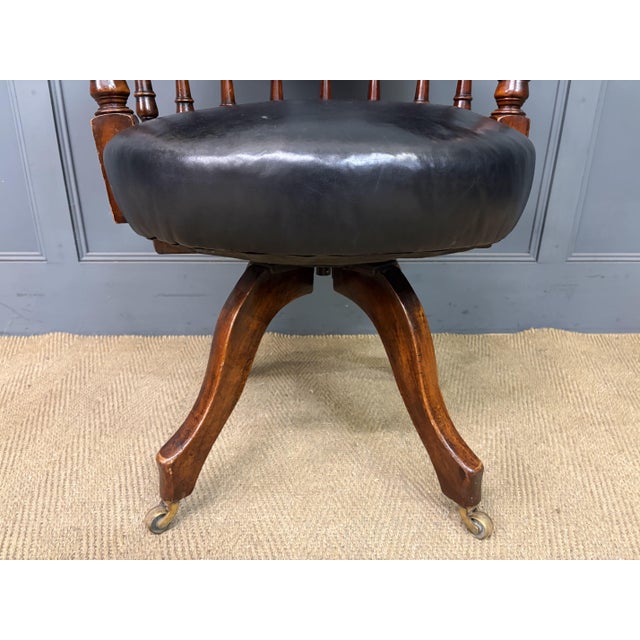 Wood Victorian Mahogany Revolving Desk Chair, 1885 For Sale - Image 7 of 13