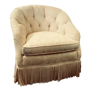 Mark Hampton for Hickory Chair Boudoir Chair With Chenille Damask Upholstery For Sale