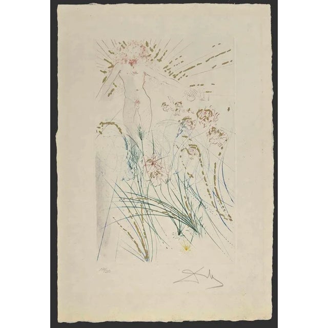 Modern Salvador Dalì, The Beloved Feeds Between the Lilies, Etching, 1971 For Sale - Image 3 of 3