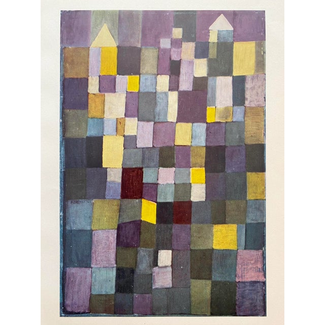 This Paul Klee vintage 1955 first edition Modernist lithograph print " Architecture ( Yellow Violet Stepped Cubes ) "...