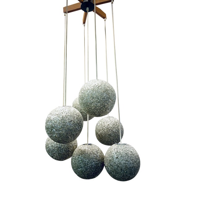 Mid-Century Cascade Lamp in Teak & Granules Balls, 1970s For Sale