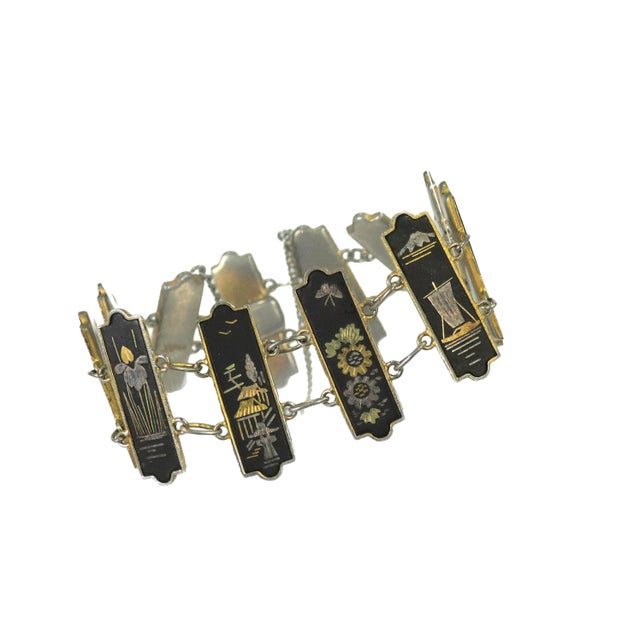 Vintage Japanese Niellowork Bracelet 1940s For Sale In Orlando - Image 6 of 7