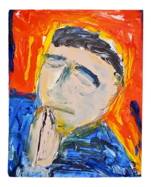 R. Gene Barbera "Seconds" 2007 Art Brut 11" X 9" Acrylic Painting on Paper