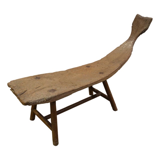 Andrianna Shamaris Museum Quality Wabi-Sabi Teak Wood Bench For Sale