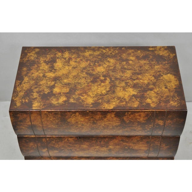 Wood Decorator 3 Drawer Stacked Faux Book Form Italian Side Table W/ Oil Drop Finish For Sale - Image 7 of 13