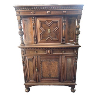 Vintage Hathaway's New York Ornate Carved Wood China Cabinet / Breakfront For Sale