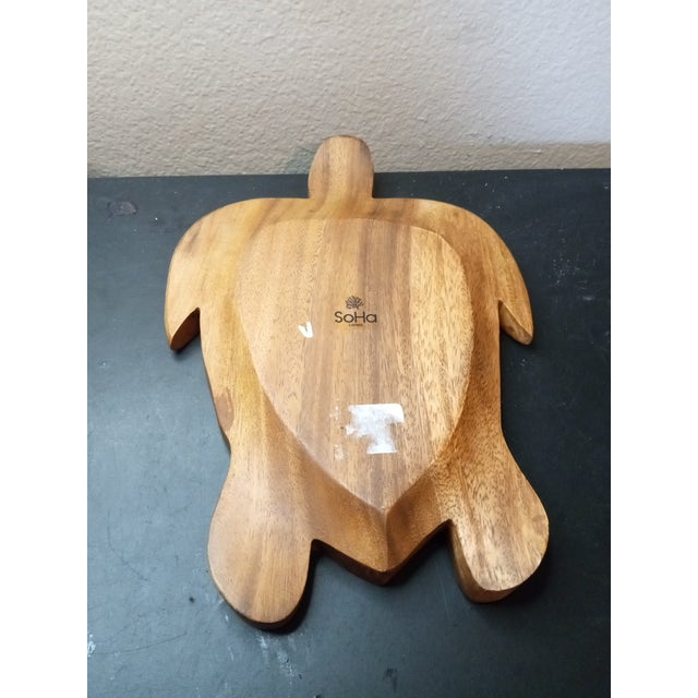 American Exquisite SoHa Hawaiian Wood Carved Turtle Condiment Tray For Sale - Image 3 of 5