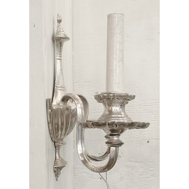 Mid 20th Century Mid 20th Century Restored Victorian Silver Plated Cast Brass 2 Arm Wall Sconces - a Pair For Sale - Image 5 of 6