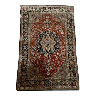 Vintage 1970s Handmade Indian Silk Rug 2.1' X 3.2' (64cm X 98cm) For Sale