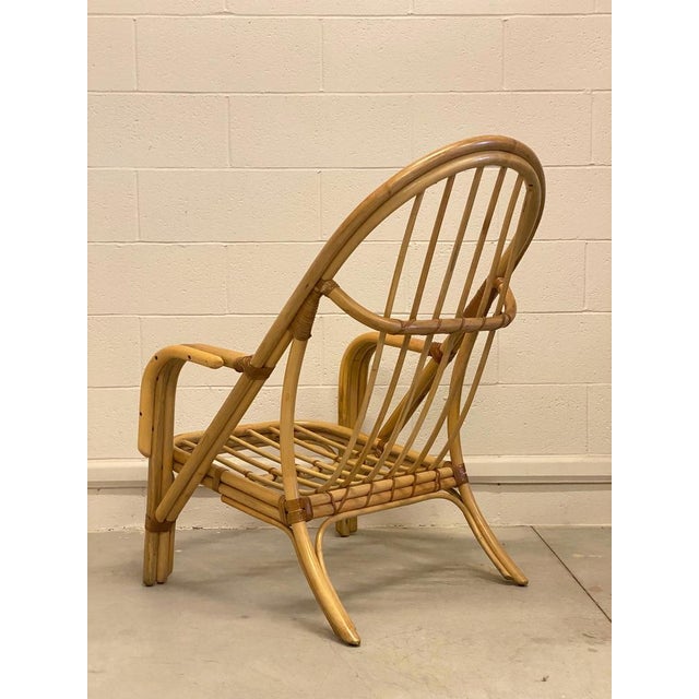 Brown Set of Bamboo & Leather Armchairs, 1980s For Sale - Image 8 of 15