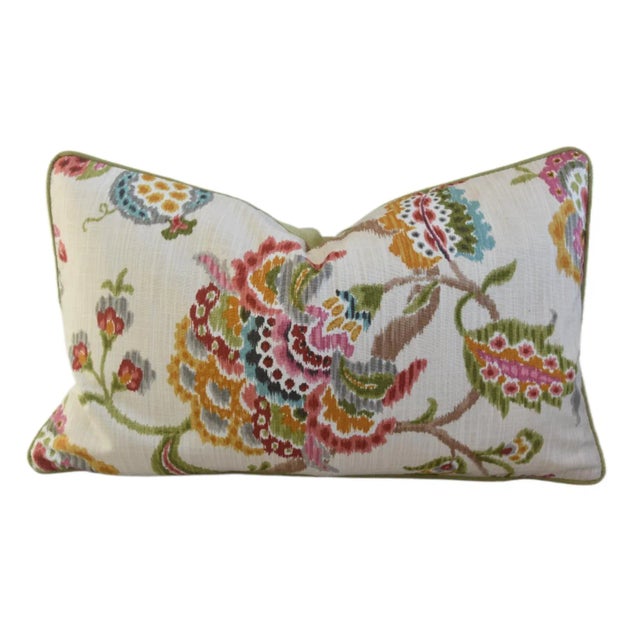 French Country Beautiful Colorful Botanical Floral Linen Feather/Down Pillow For Sale - Image 3 of 7