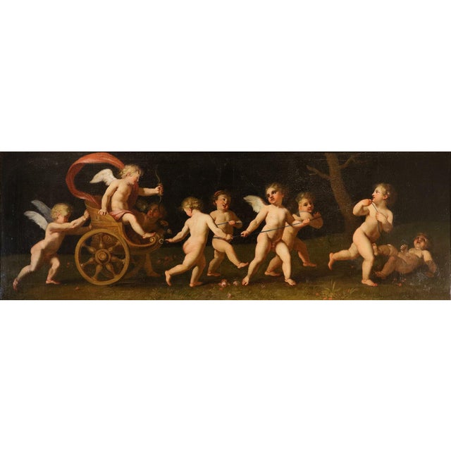 Francesco Albani (Bologna 1578 - 1660) workshop Cupids at Play Entertaining with Venus's Chariot Oil on canvas 56 x 165...