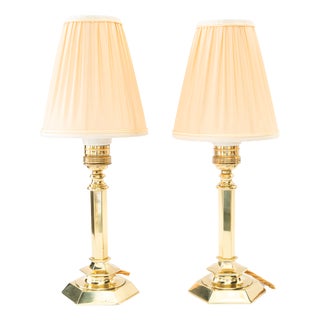 Small Art Deco Table Lamps with Fabric Shades, Vienna, Austria, 1920s, Set of 2 For Sale