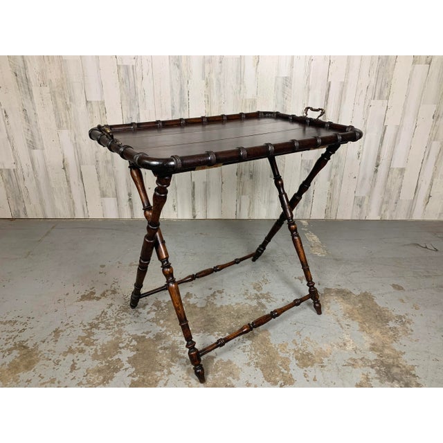 1900's Faux Bamboo Folding Butler Tray For Sale - Image 9 of 11