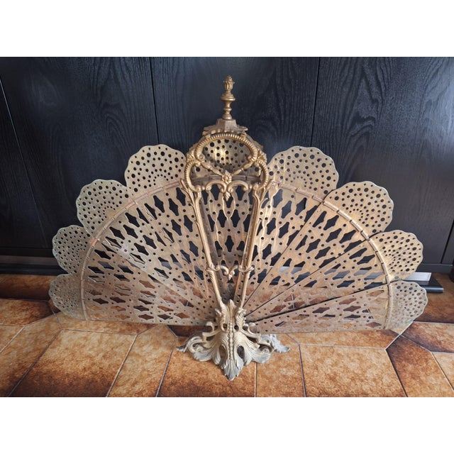 Peacock Tail Spark Shield in Bronze and Iron, 1960s For Sale - Image 9 of 12