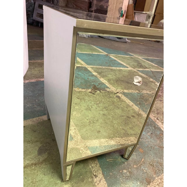 2010s Mirrored and Silver Painted Nightstand For Sale - Image 5 of 7