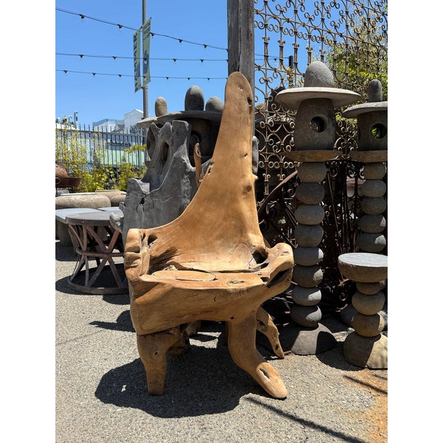 Tan Vintage Organic Modern Teak Root Chair For Sale - Image 8 of 8