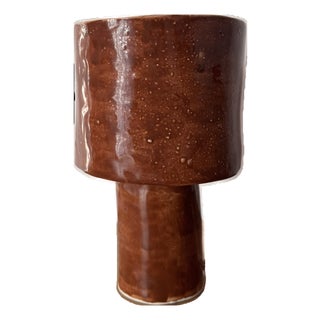 Handmade Ceramic Table Lamp in Copper Color | Sculptural Designer Lamp | Modern Interior Lighting For Sale