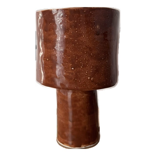 Handmade Ceramic Table Lamp in Copper Color | Sculptural Designer Lamp | Modern Interior Lighting For Sale