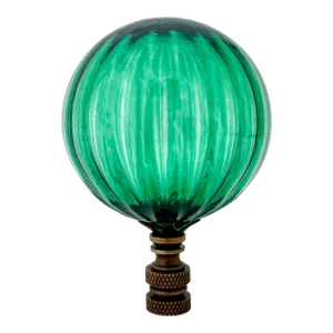 Ribbed Optic Glass Lamp Finial in Green on Bronze Hardware