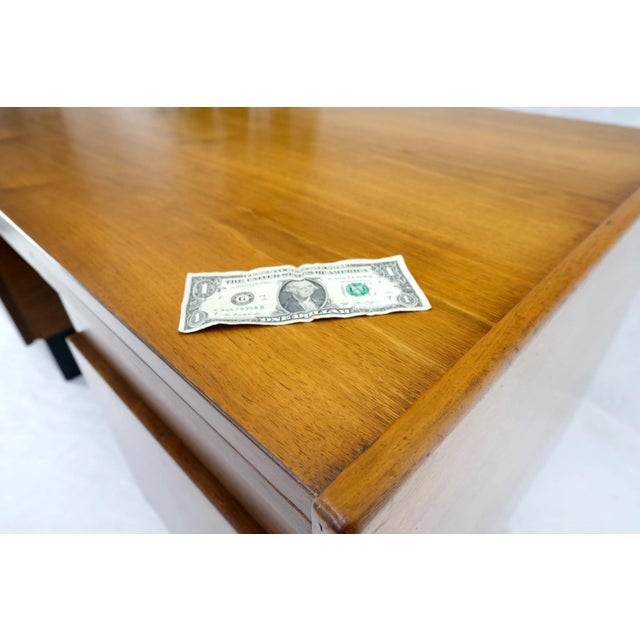 American Walnut Ed Wormley for Dunbar Double Pedestal Desk w/ Folding Return For Sale - Image 9 of 13