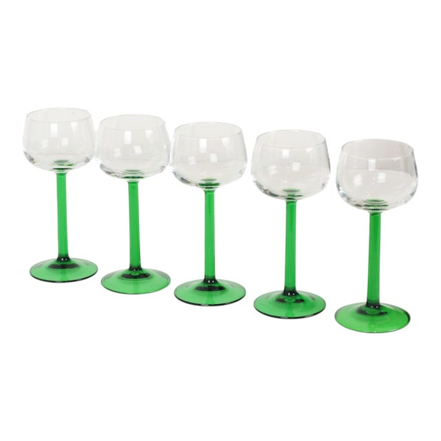Vintage Alsace Wine Glasses with Green Stems from Luminarc, 1970s, Set of 10 For Sale - Image 17 of 18