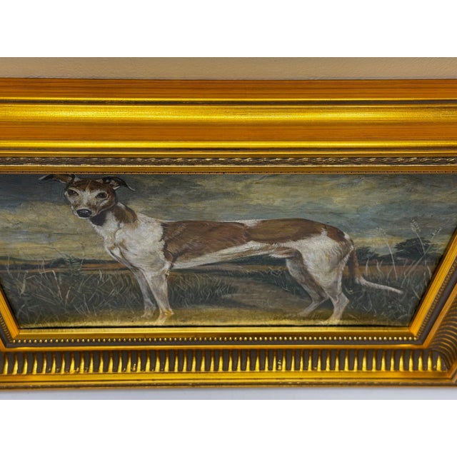 Edwardian British Lurcher Oil Portrait Signed J. Warnes, Circa 1910 For Sale - Image 9 of 12