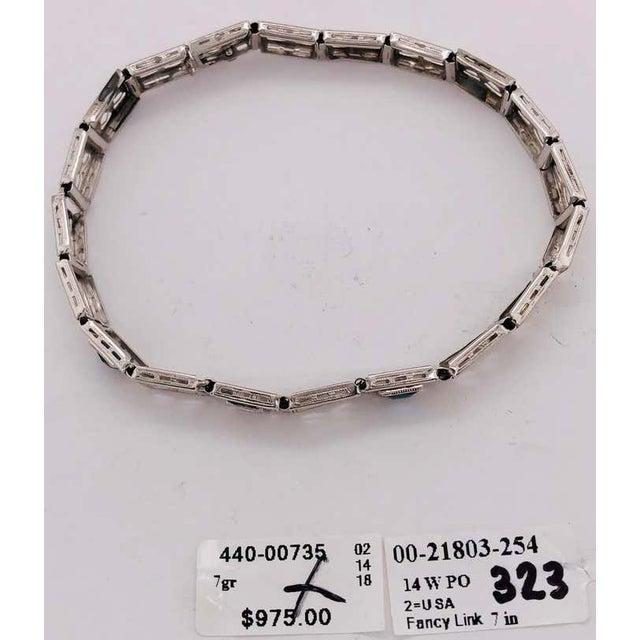 2010s 14 Karat White Gold Filigree Link Bracelet With Two Blue Sapphire Accents For Sale - Image 5 of 9