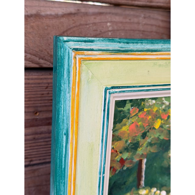 Wood Vintage Tropical Florida Landscape Oil Painting on Board, Signed Lea For Sale - Image 7 of 11