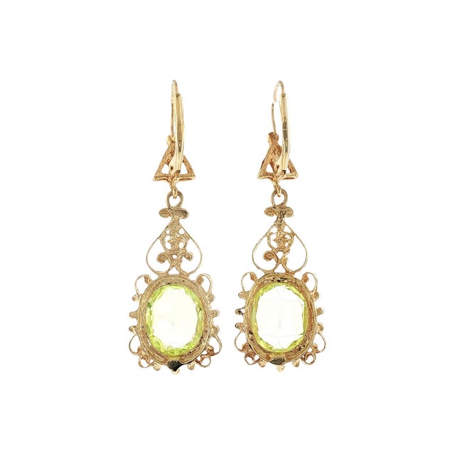 Victorian Mid-Century Victorian Revival Lab Grown Sapphire Drop Earrings For Sale - Image 3 of 5