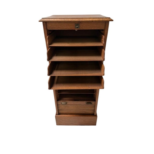 Art Nouveau Filing Cabinet with Tambour Shutter Door, 1900s For Sale - Image 3 of 12