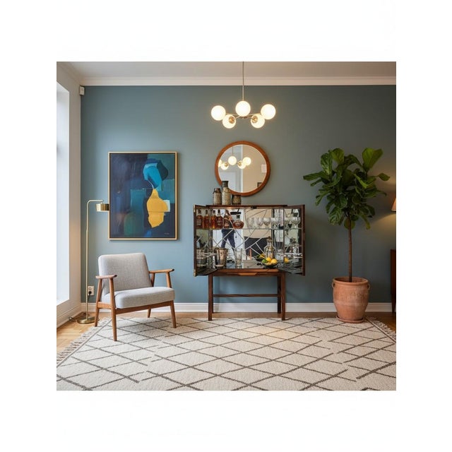 Mid-Century Modern Danish Bar Cabinet in Santos Rosewood with Mirror Interior and Lighting, 1960s For Sale - Image 3 of 18