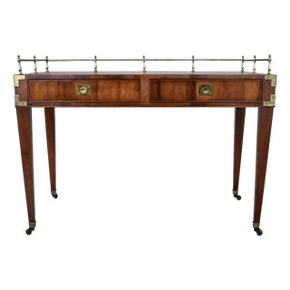 French Regency Leather Top Desk With Campaign Styling and Gallery For Sale