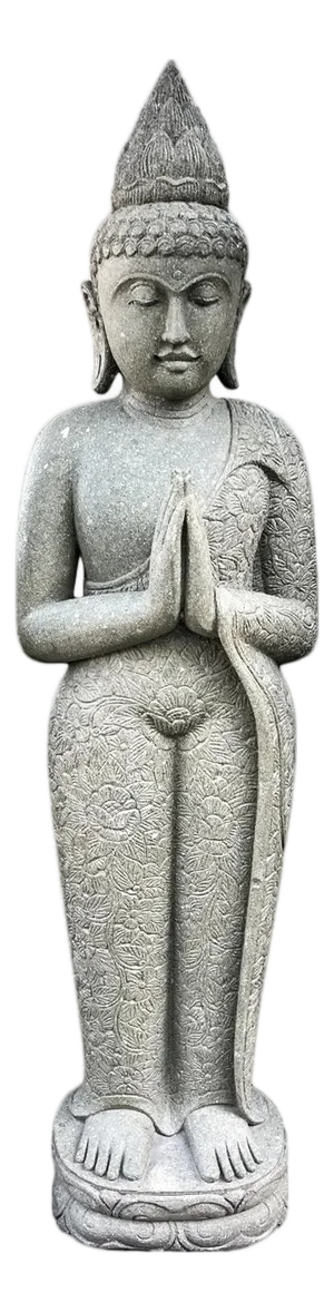 Vintage Standing Stone Carved Buddha Statue